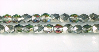 6mm Crystal Vitral Czech Faceted Firepolish Glass Beads (25)