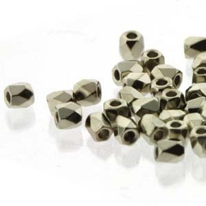 2mm Nickel True 2 Czech Faceted Fire Polished Glass Beads (2g)