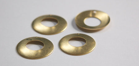 1 Hole Raw Brass Dapped Open Circle Pendant Drop mtl102A