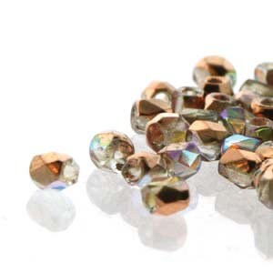 2mm Crystal Copper Rainbow True 2 Czech Faceted Fire Polished Glass Beads (2g)