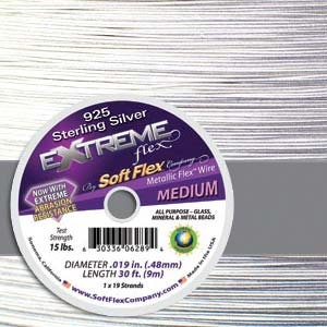 0.019in/0.48mm Sterling Silver Extreme Soft Flex Medium Beading Wire 10ft