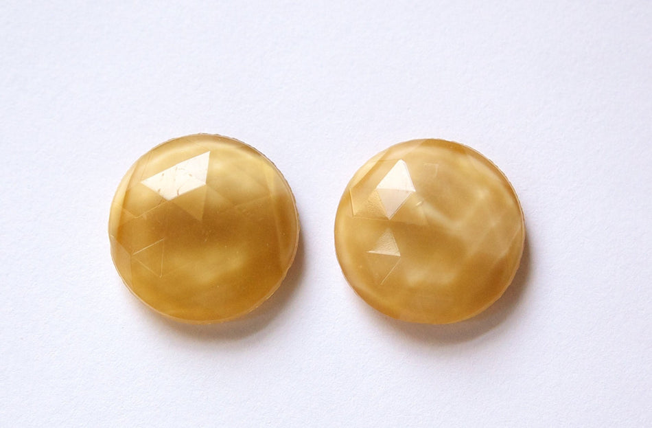 Vintage German Brown Faceted Glass Cabochon 20mm (4) cab488K