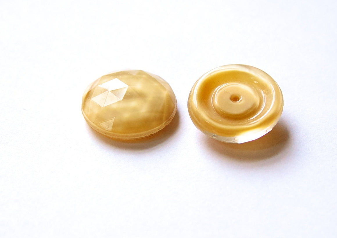 Vintage German Brown Faceted Glass Cabochon 20mm (4) cab488K