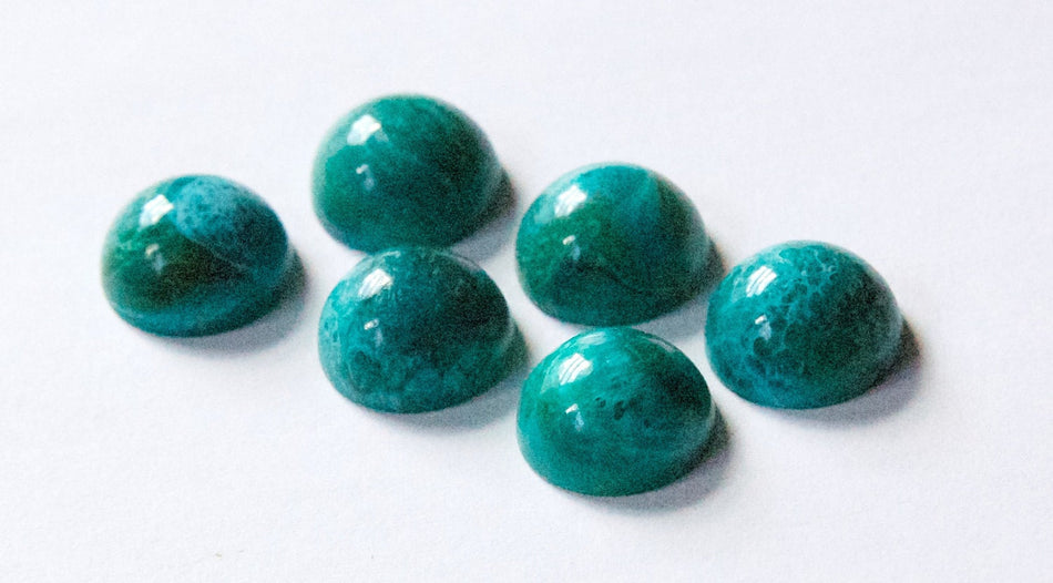 Vintage Italian Blue Lucite Marbled Cabochons 14mm (6) cab455
