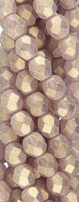 6mm Sueded Gold Amethyst Czech Firepolish Faceted Glass Beads (25)