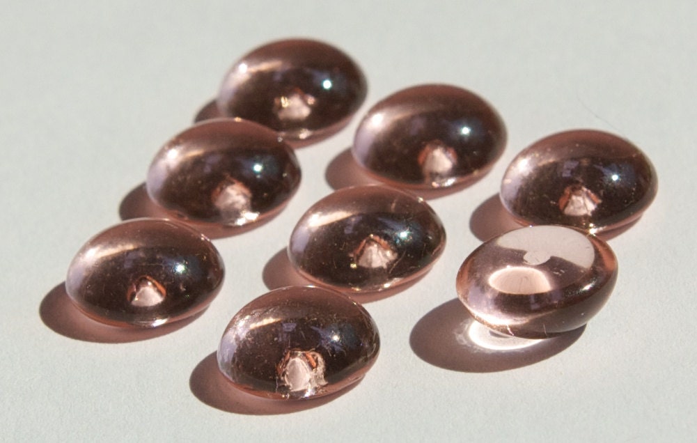 Vintage Translucent Peach Pink Glass Cabochons 10mm cab813H