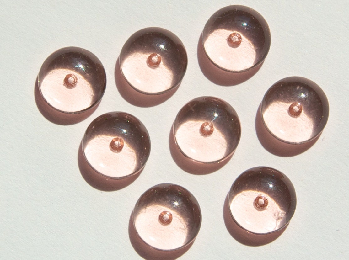 Vintage Translucent Peach Pink Glass Cabochons 10mm cab813H