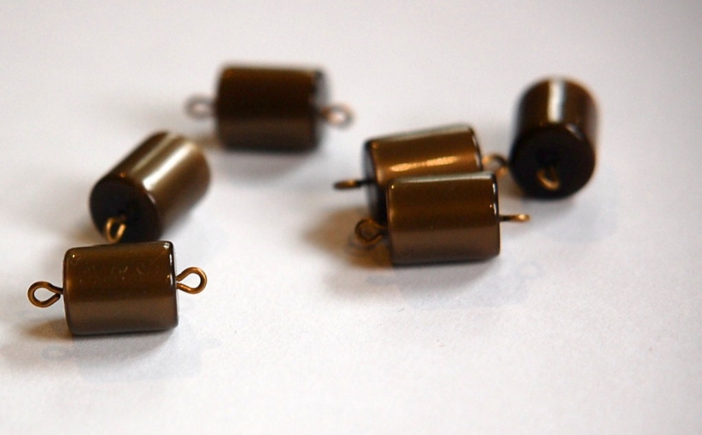 Vintage Brown Moonglow Lucite Connector Charms drp108A
