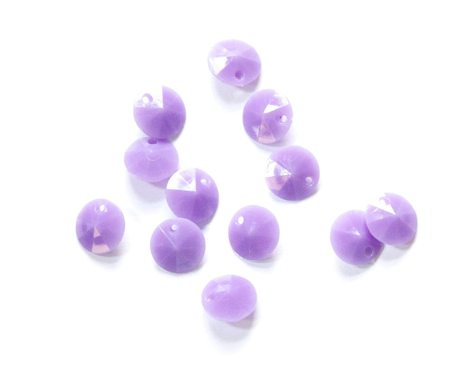 Vintage Faceted Purple Acrylic Round Disk Charms Drops 10mm (15) chr026L
