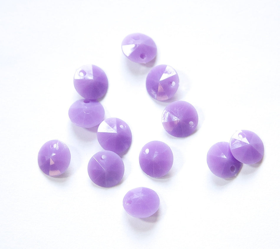 Vintage Faceted Purple Acrylic Round Disk Charms Drops 10mm (15) chr026L