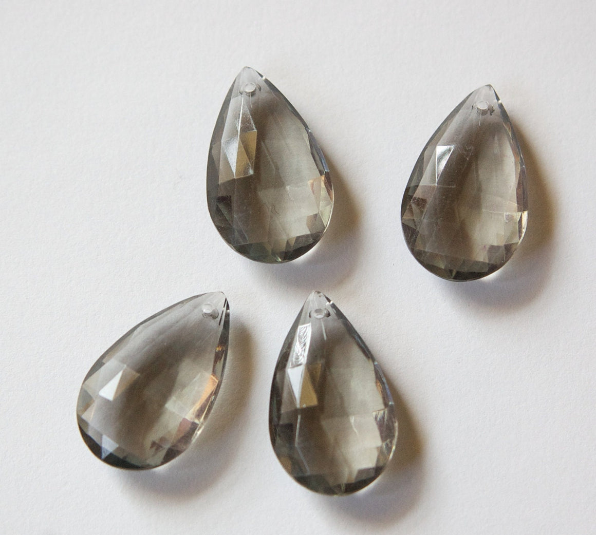 Vintage German Plastic Black Diamond Gray Faceted Pendants pnd094C