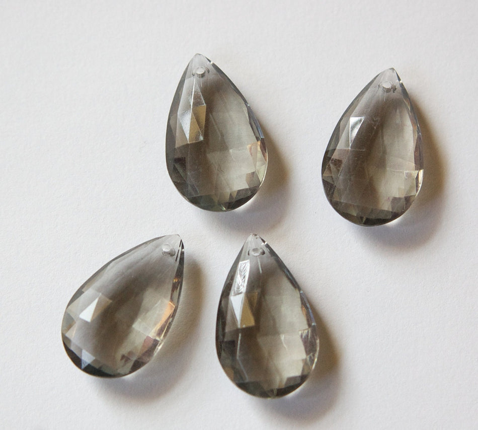 Vintage German Plastic Black Diamond Gray Faceted Pendants pnd094C