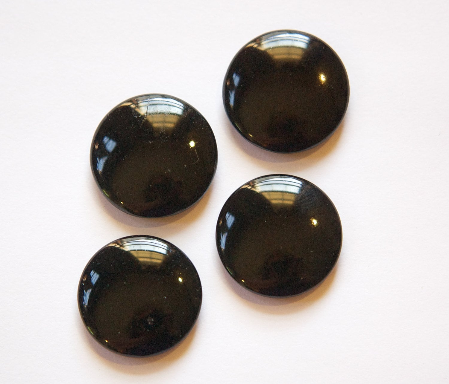 Vintage German Jet Black Glass Cabochon 23mm cab720D