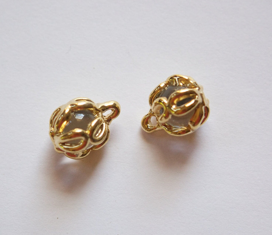 Vintage Clear Glass with Gold Tone Frame Drop Charm chr154B