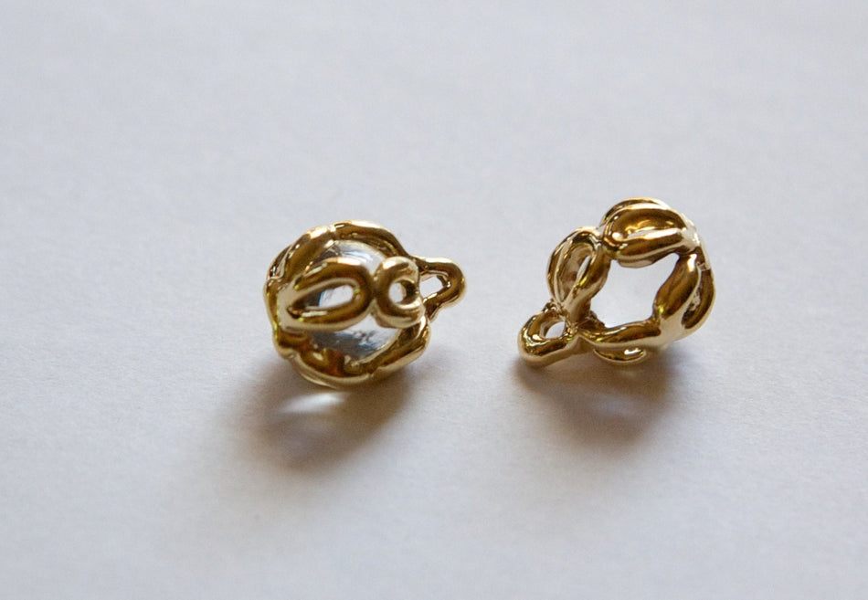 Vintage Clear Glass with Gold Tone Frame Drop Charm chr154B