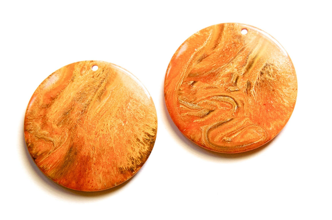 Vintage Orange Marbled Plastic Pendants 40mm pnd116F