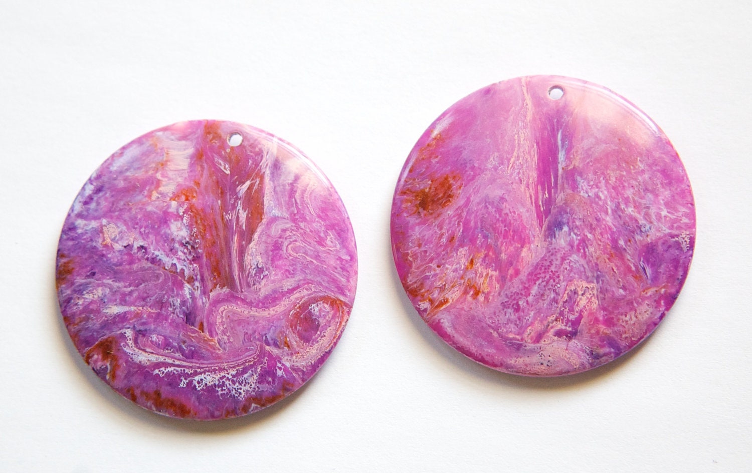 Vintage Pink Marbled Plastic Pendants 40mm pnd116H