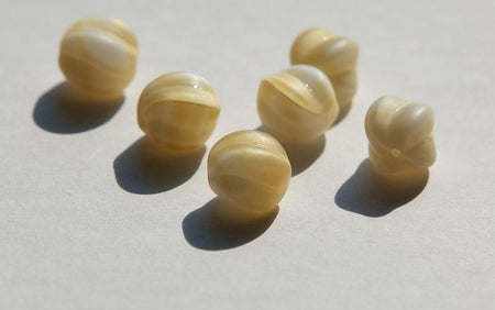 Vintage Opaque Tan and White Glass Melon German Beads 9mm (6) grm013