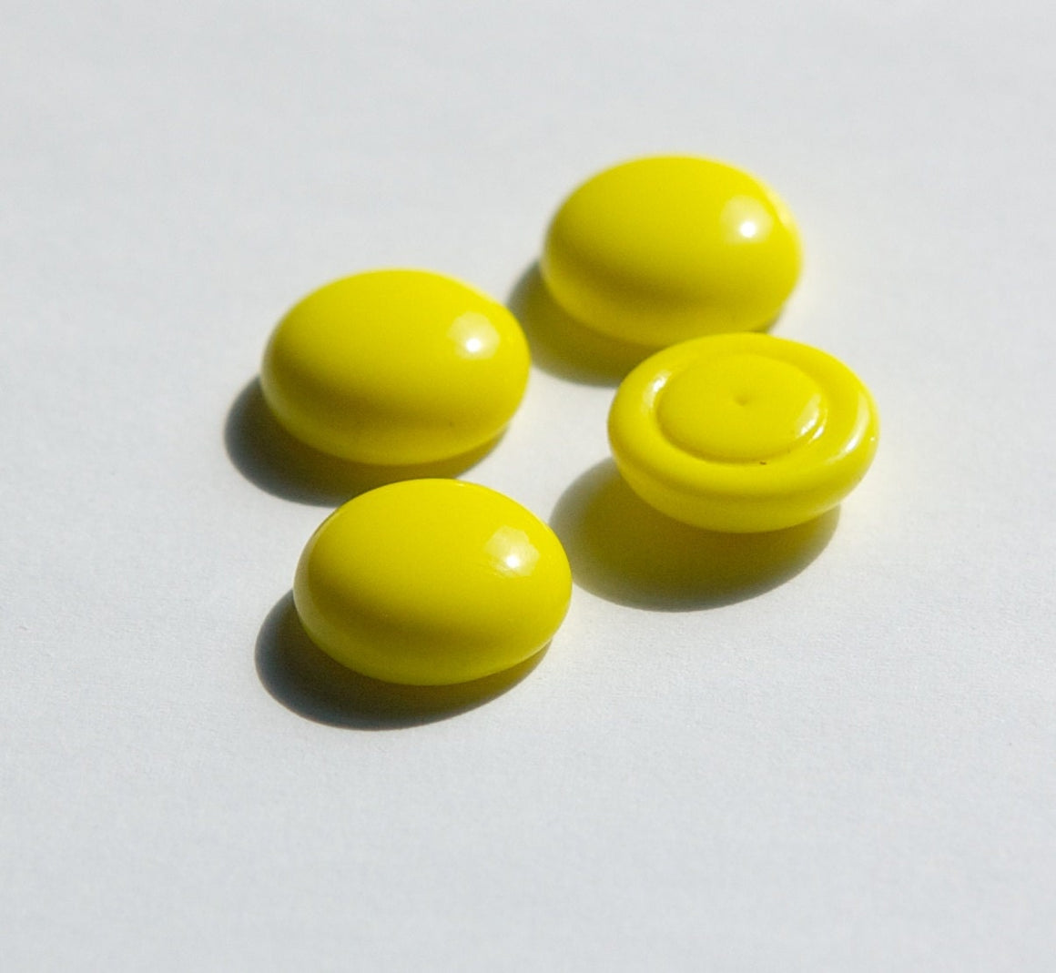 Vintage German Opaque Yellow Glass Cabochons 16mm cab716G
