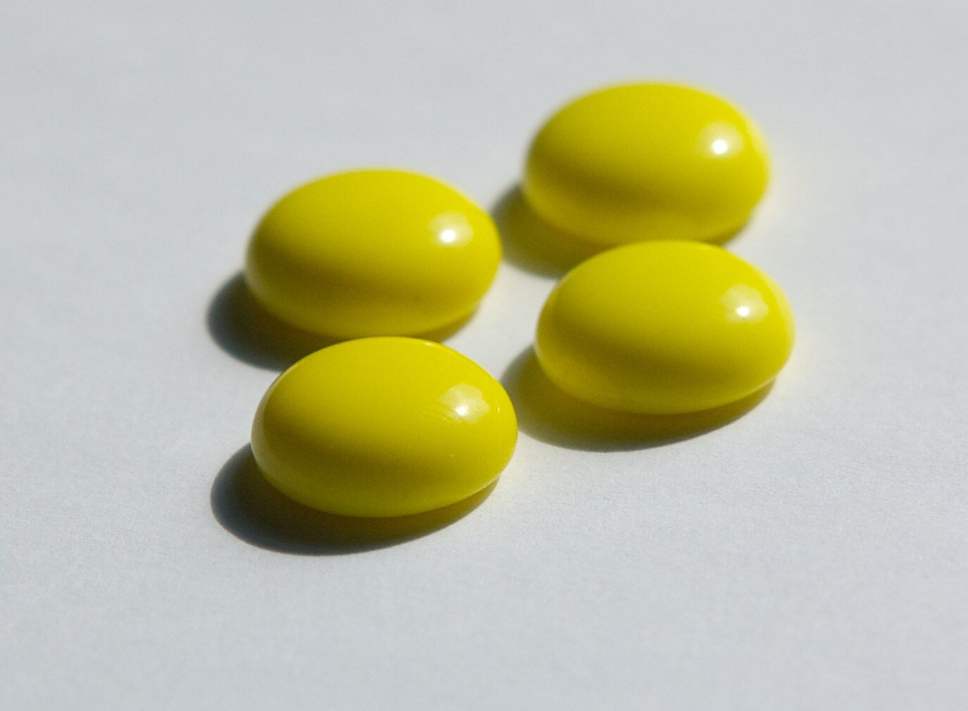 Vintage German Opaque Yellow Glass Cabochons 16mm cab716G