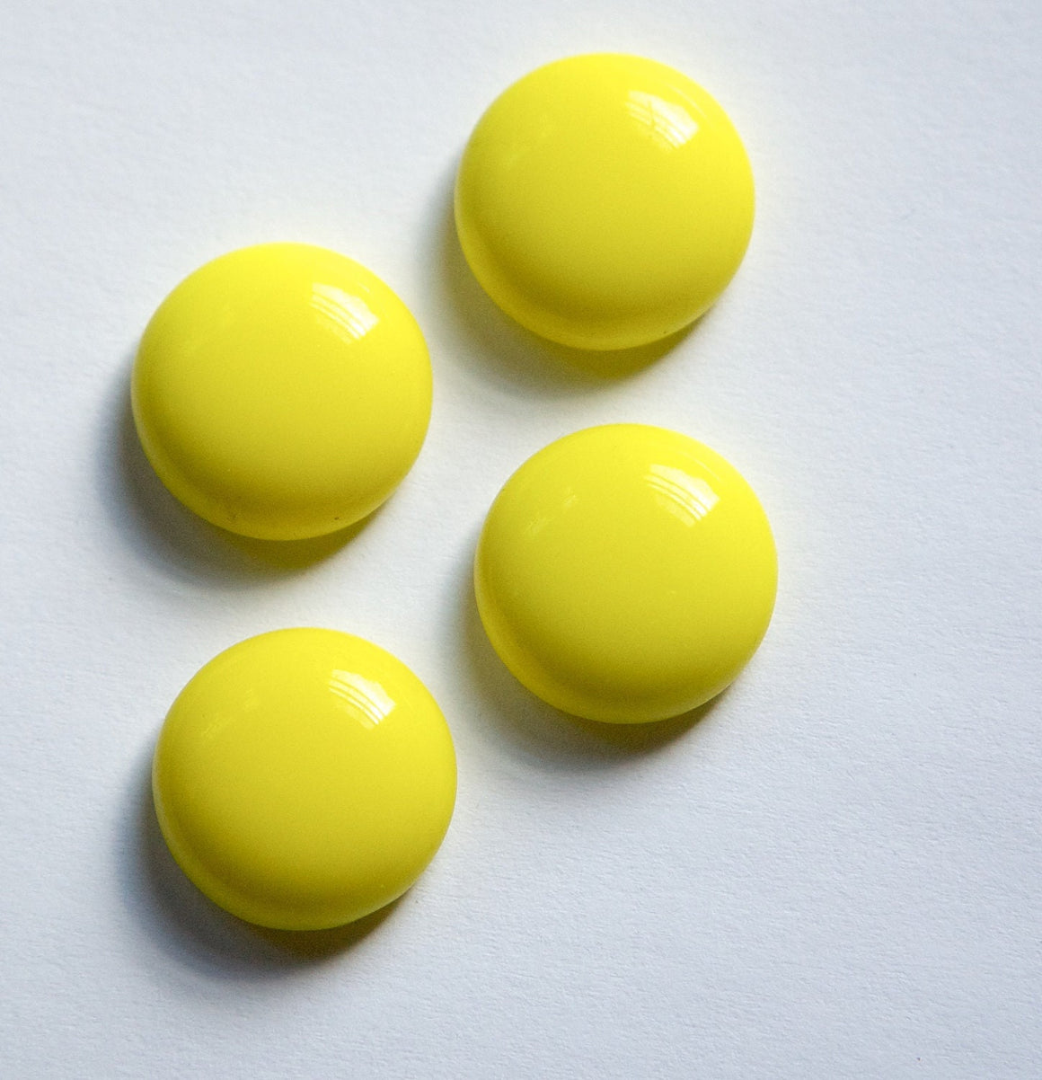 Vintage German Opaque Yellow Glass Cabochons 16mm cab716G