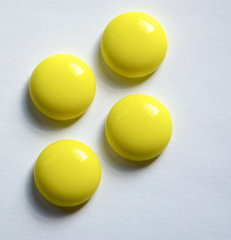 Vintage German Opaque Yellow Glass Cabochons 16mm cab716G
