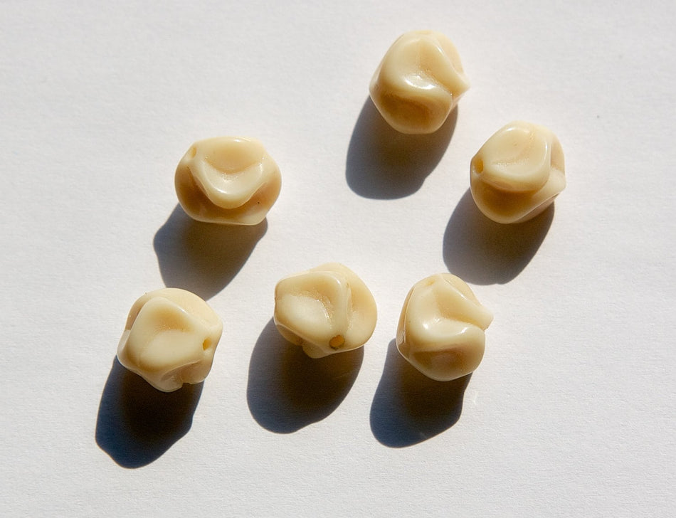 Vintage Beige or Tan Baroque German Glass Beads 12mm grm008B