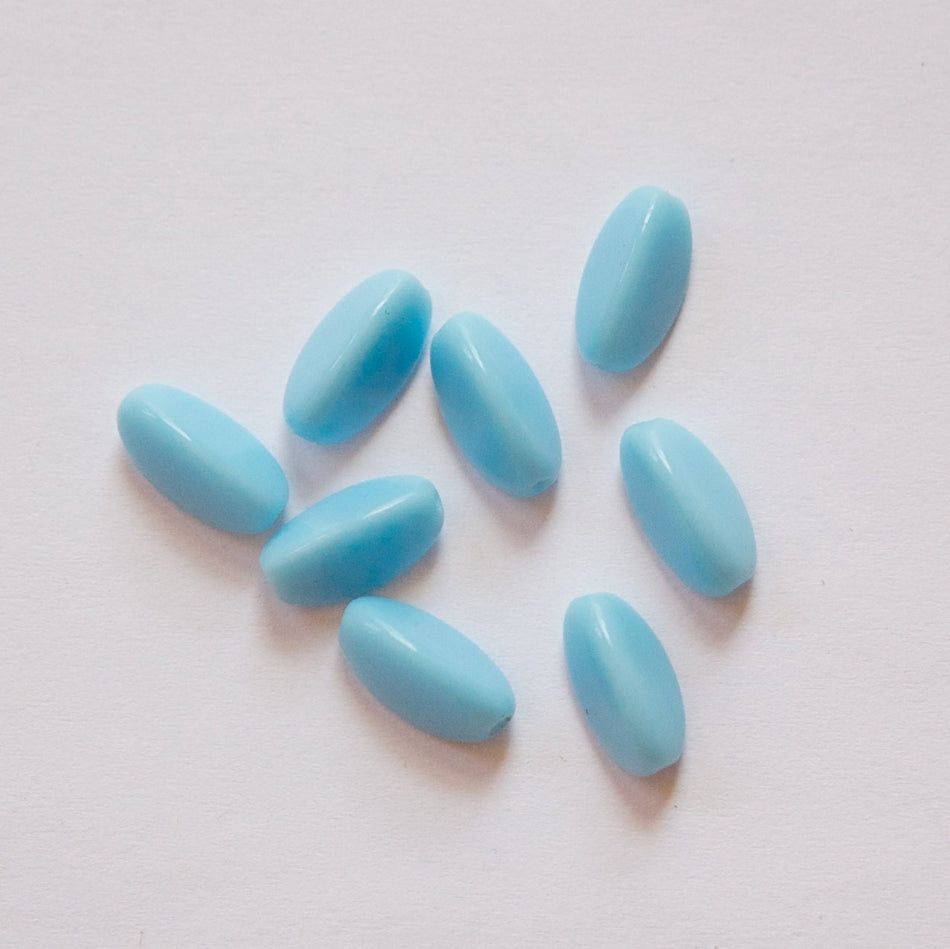Vintage German Light Blue 3 Sided Glass Beads grm020D