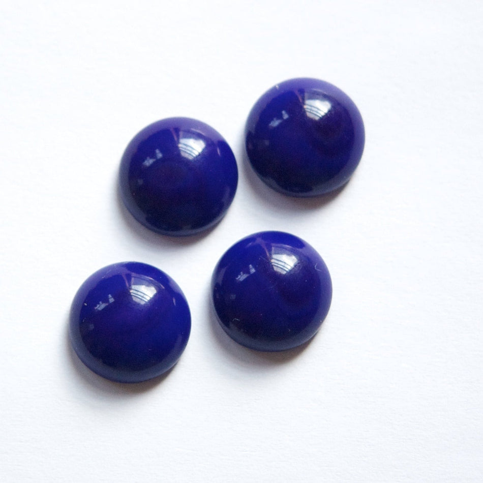 Vintage Opaque Navy Blue Glass Cabochons 13mm cab704W