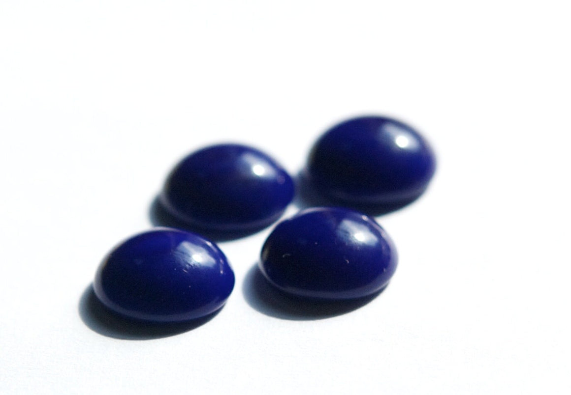 Vintage Opaque Navy Blue Glass Cabochons 13mm cab704W