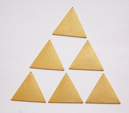 1 Hole Raw Brass Flat Geometric Triangle Pendant Charm 30mm (6) mtl441A