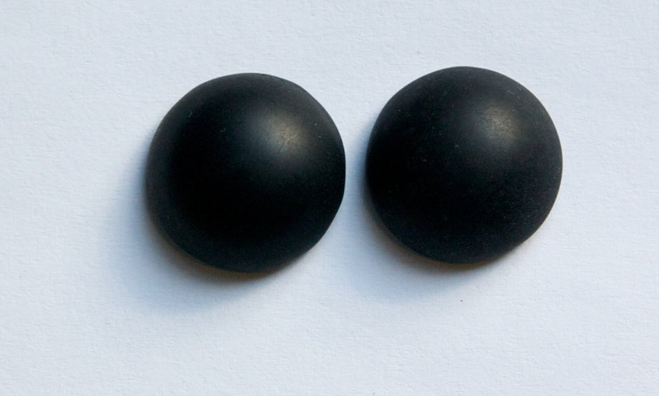 Vintage German Matte Black Domed Glass Cabochons 18mm (2) cab303