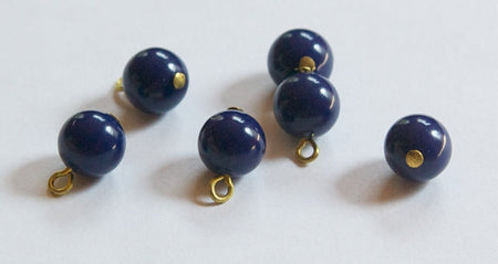 Vintage Navy Blue Plastic Bead Drops with Loop Japan drp024B