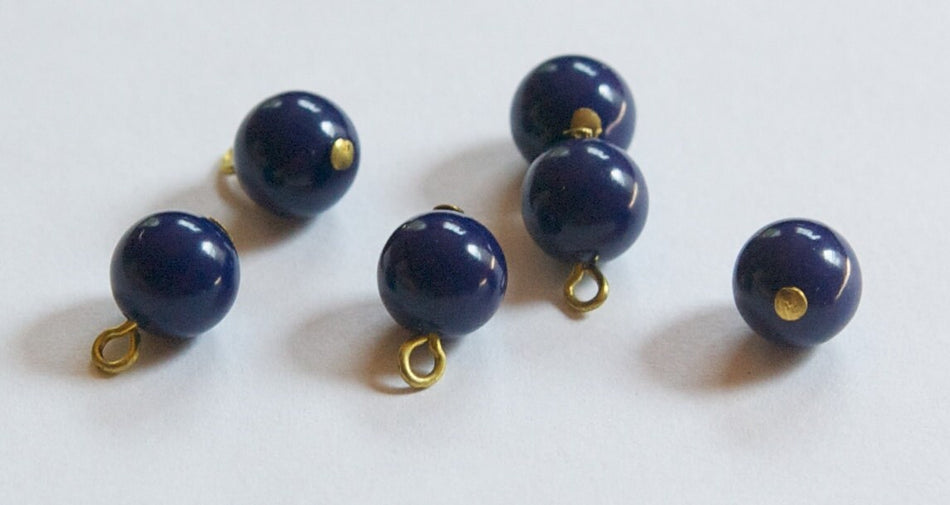 Vintage Navy Blue Plastic Bead Drops with Loop Japan drp024B
