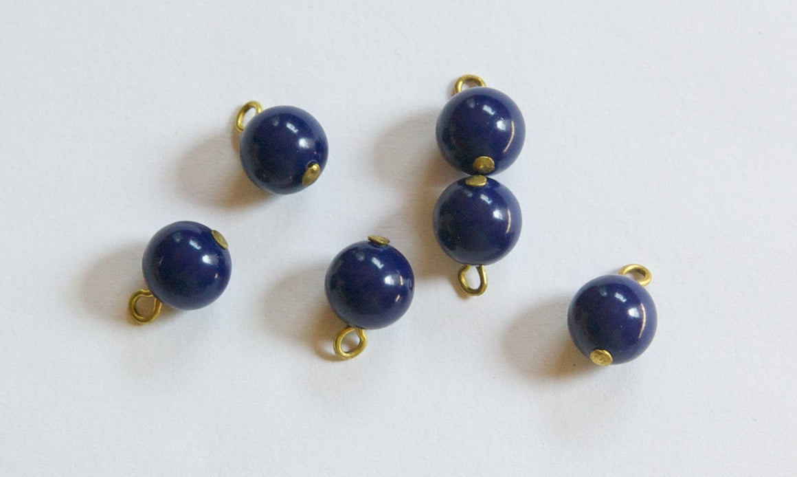 Vintage Navy Blue Plastic Bead Drops with Loop Japan drp024B