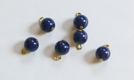 Vintage Navy Blue Plastic Bead Drops with Loop Japan drp024B