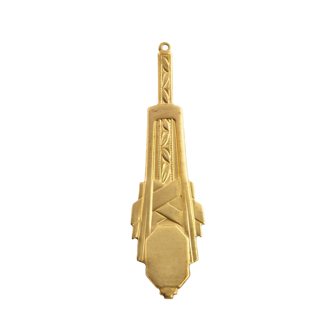 1 Hole Raw Brass Deco Octagon Pendant Charm 53x15mm (2)