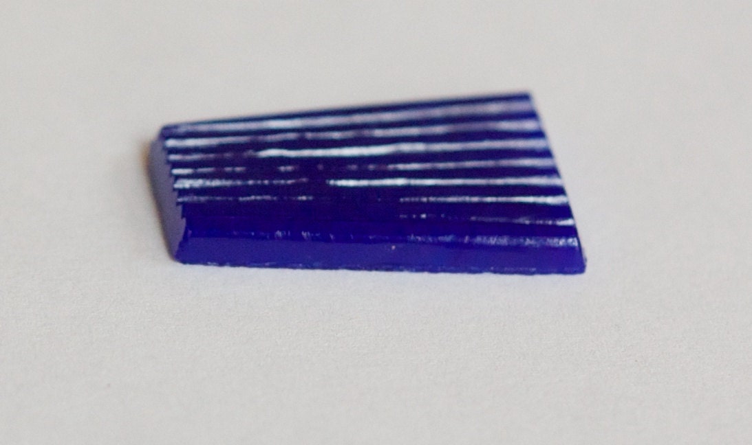 Vintage Navy Blue Glass Ribbed Trapezoid Cabochon cab291