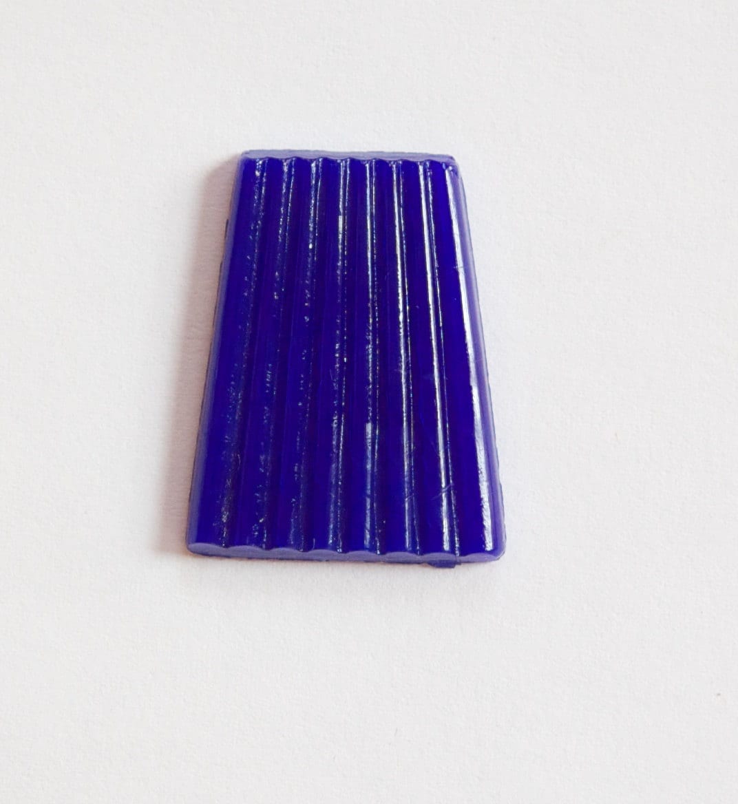 Vintage Navy Blue Glass Ribbed Trapezoid Cabochon cab291