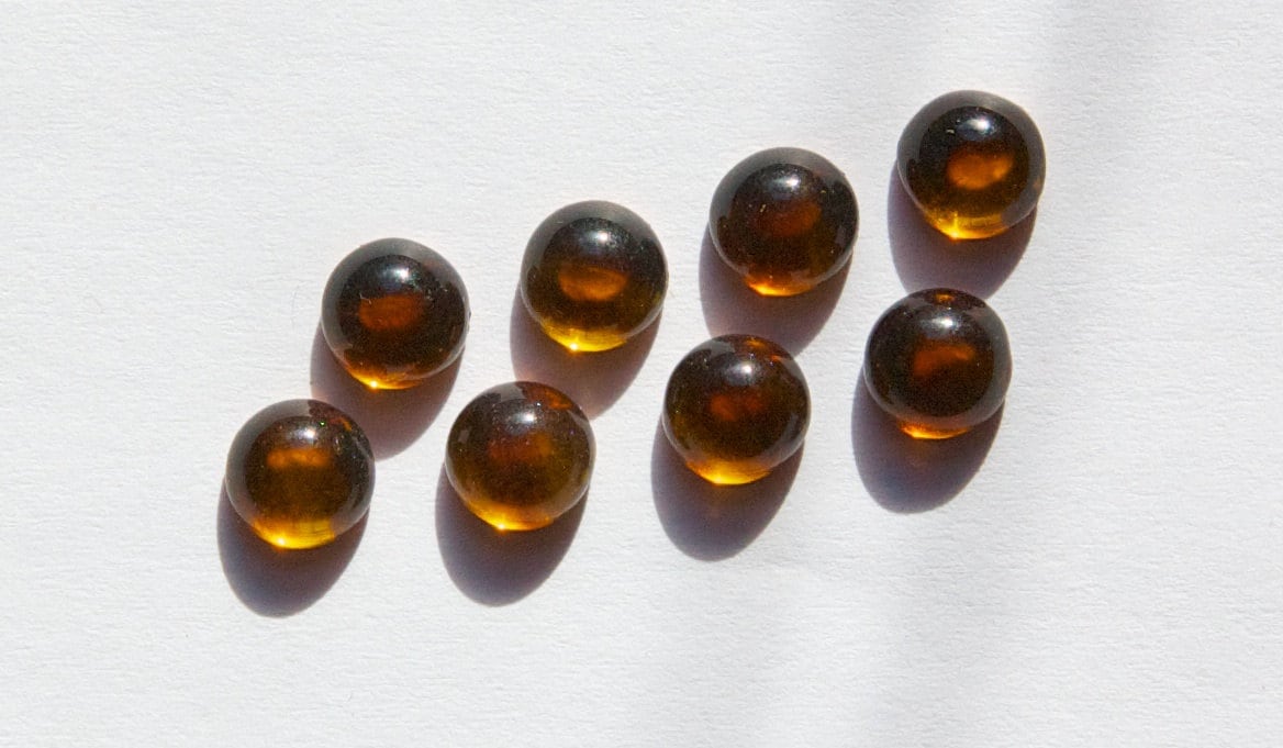 Vintage Tortoise Brown Glass Foiled Cabochons 6mm cab700E