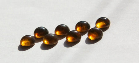 Vintage Tortoise Brown Glass Foiled Cabochons 6mm cab700E