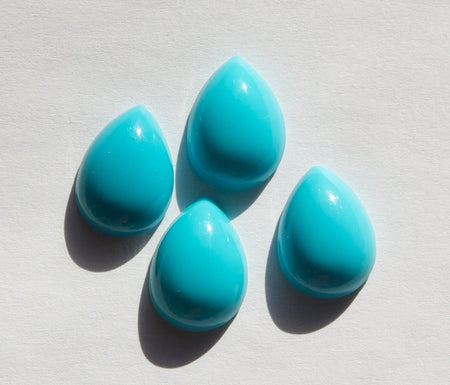 Vintage Acrylic Turquoise Blue Teardrop Cabochons 18x13mm (6) cab250