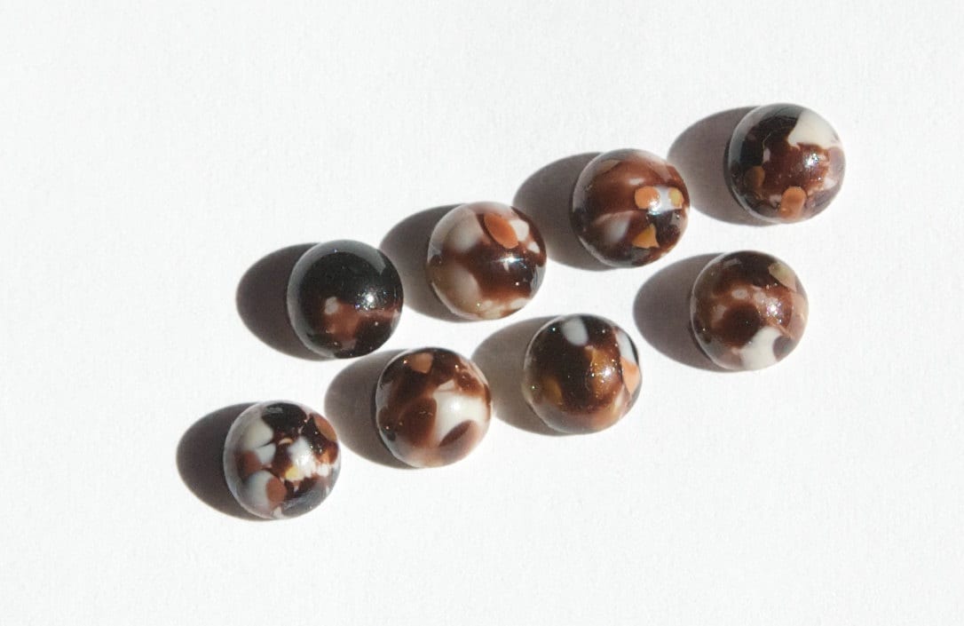 Vintage Brown and Cream Glass Cabochons Germany 6mm cab700G