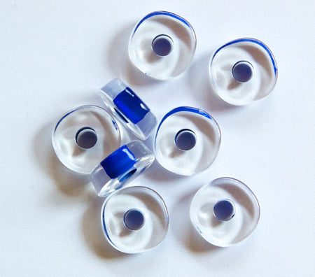 Vintage Clear Lucite Spacer or Rondelle Beads with Blue Core bds944