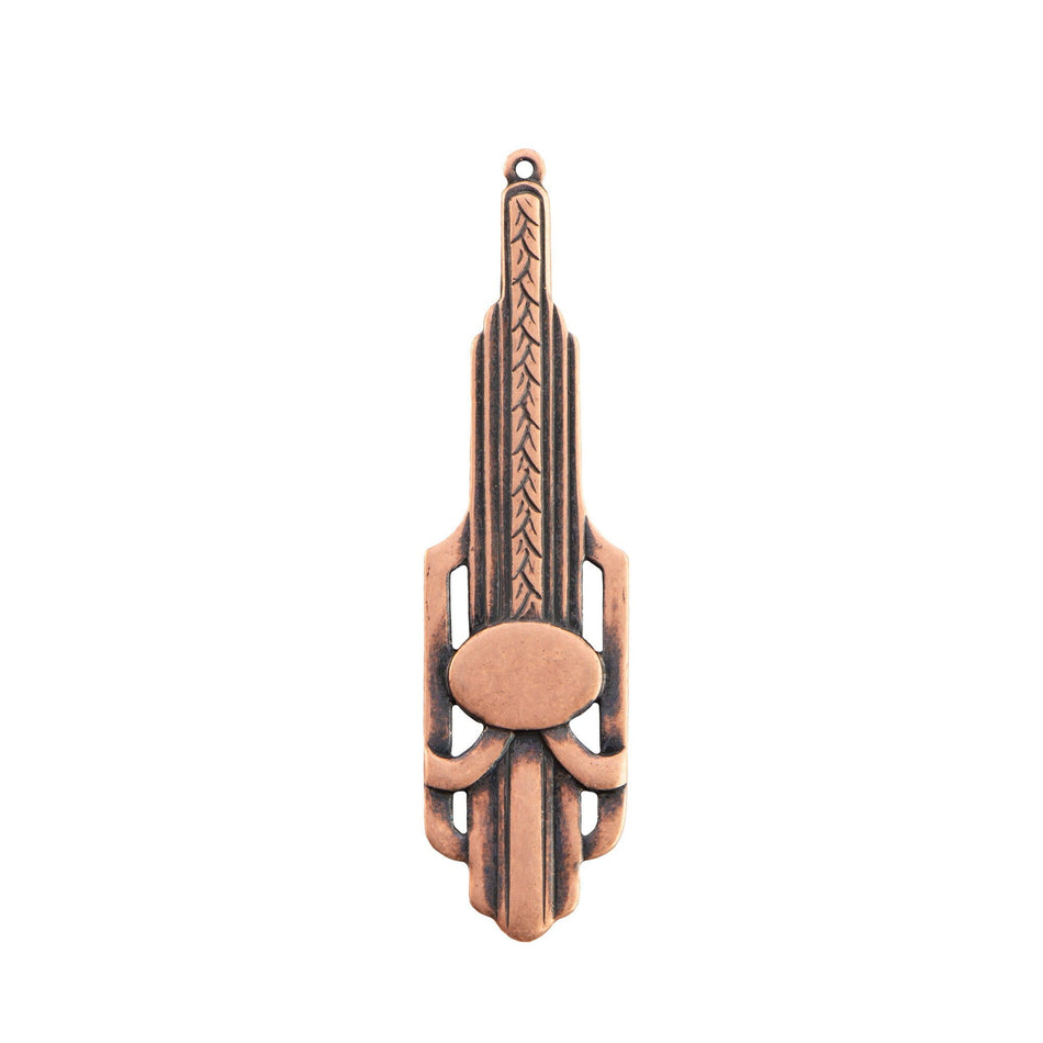 1 Hole Copper Ox Deco Pendant 51x13mm (2)