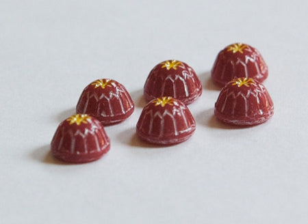Vintage Dark Red with White and Yellow Glass Mosaic Cabochons 7mm cab067B