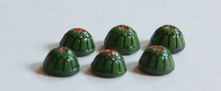 Vintage Green with Black and Red Glass Mosaic Cabochons 7mm cab067D