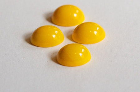 Vintage Opaque Yellow Glass Cabochons 10x8mm (6) cab821
