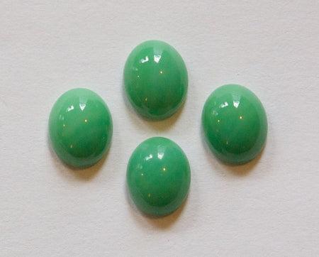 Vintage Opaque Green Glass Cabochons 10x8mm (6) cab821B
