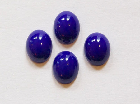 Vintage Opaque Blue Glass Cabochons 10x8mm (6) cab821D
